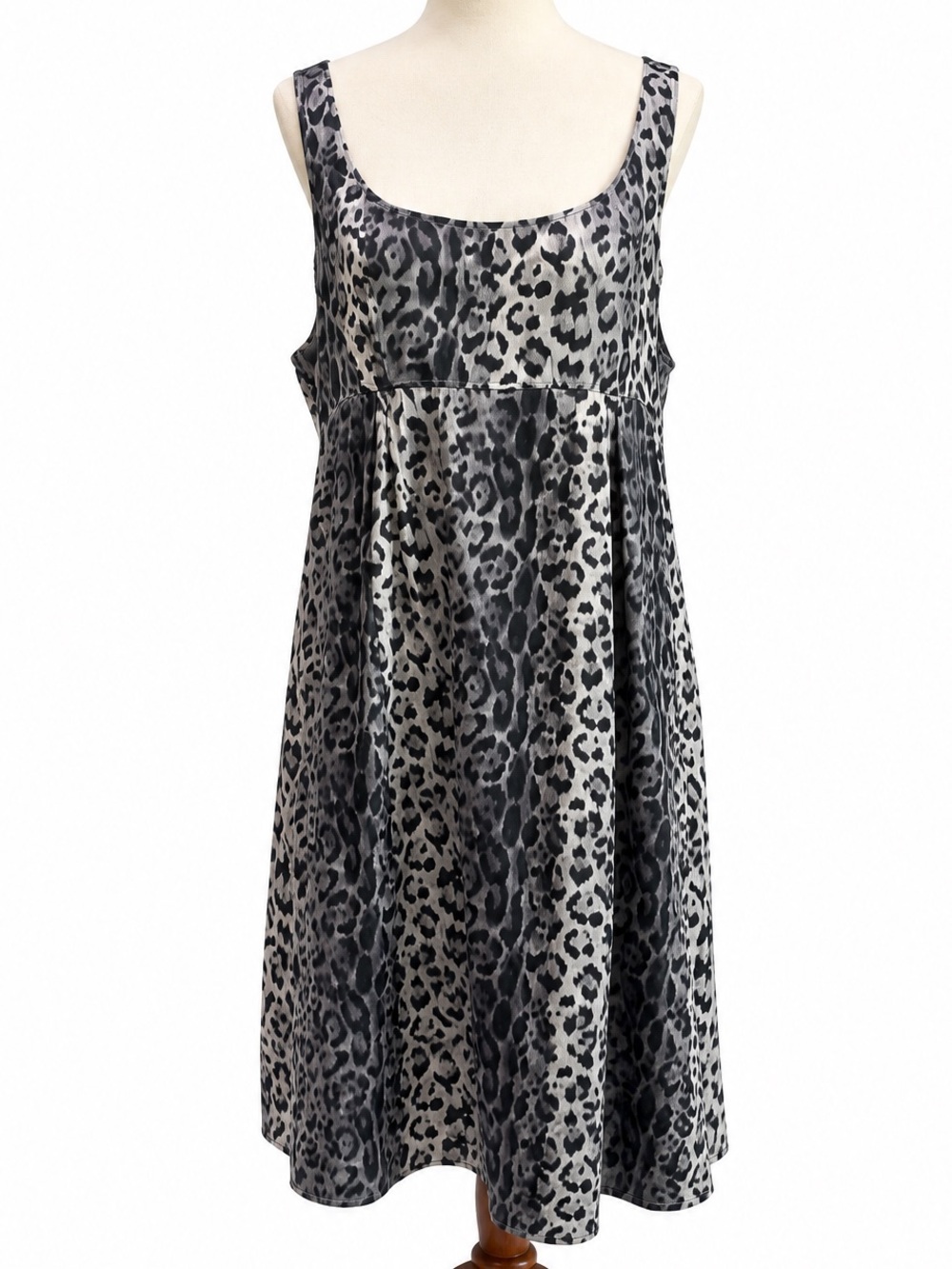 The Limited Black and Gray Leopard Print Sleeveless Dress 100% Silk Vintage 12